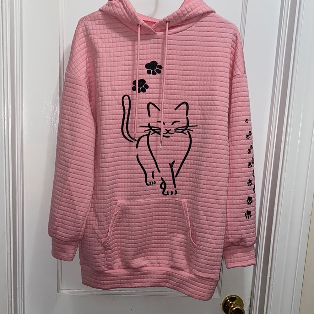Pink  Hoodie with Cat Design